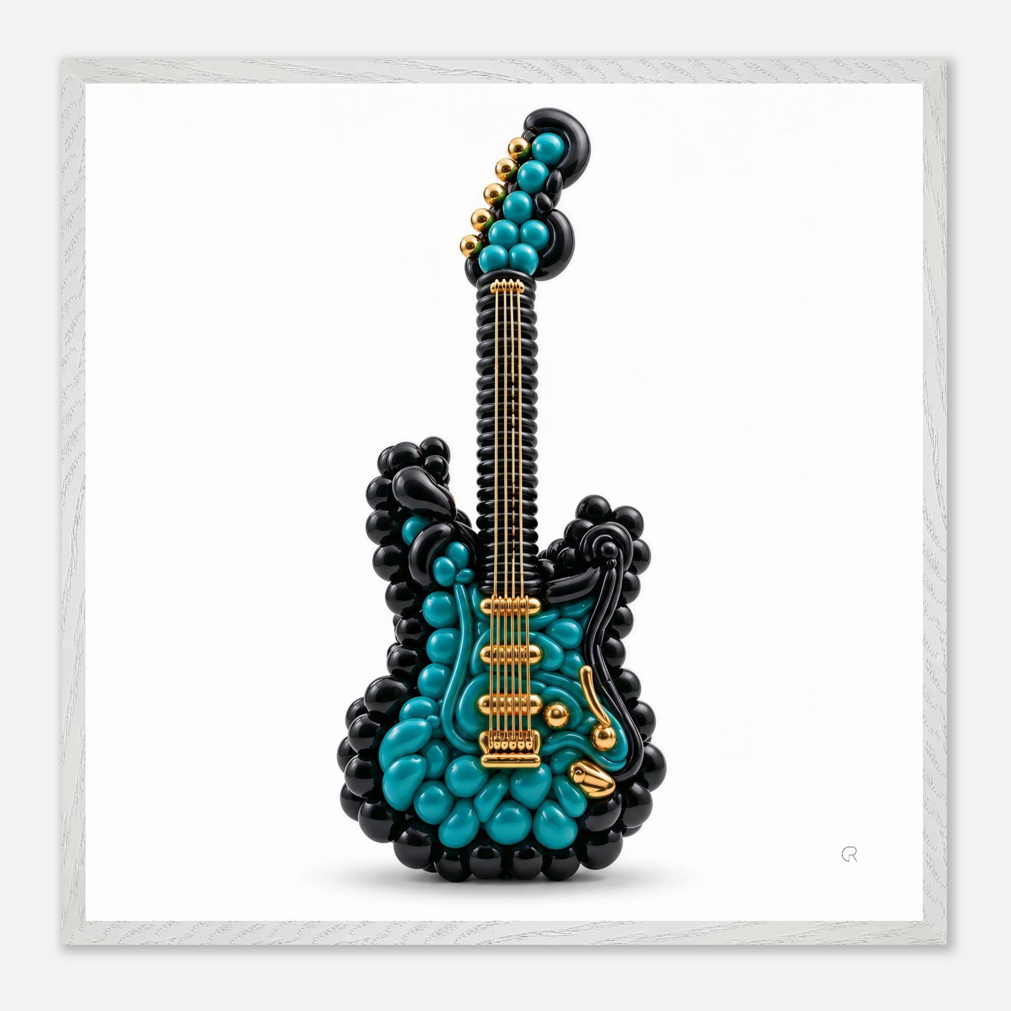 Up, Up & Teal Guitar | Framed Wall Art