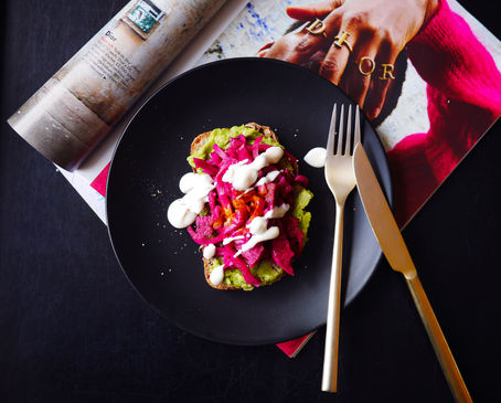 Kimchi & avocado on sourdough – makes 1 large portion