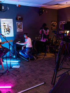 The crew in the music studio during Up Late Live