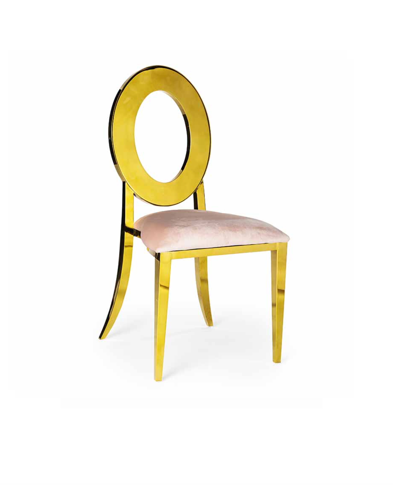 Gold “O” With Pink Cushion Dining Chair