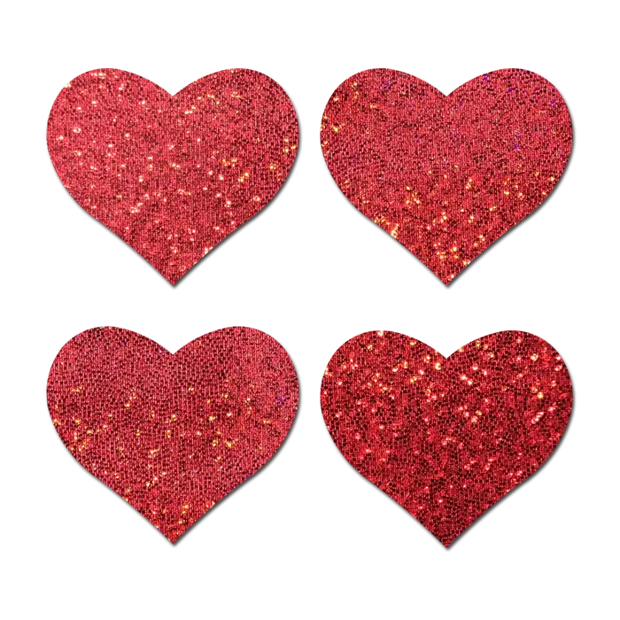 Red Glitter Hearts - Two pairs