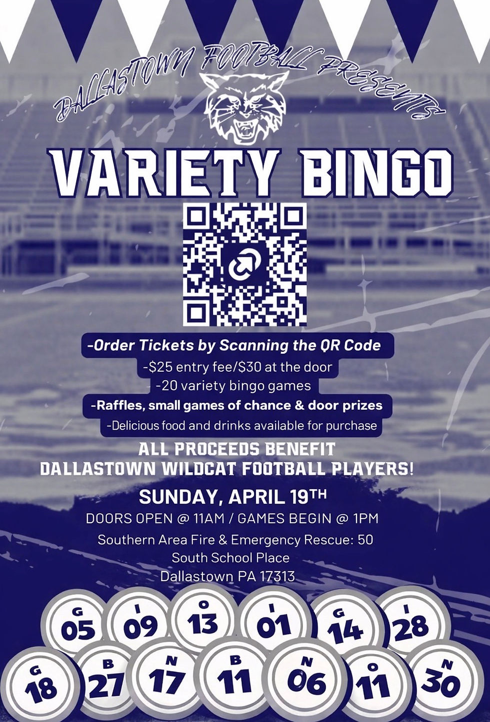 Football Booster Club VARIETY BINGO Fundraiser