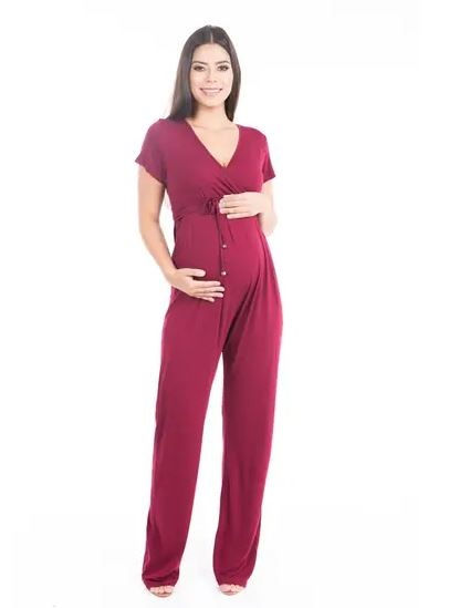 Miniatura: Macacão Gestante Amamentação Bordô