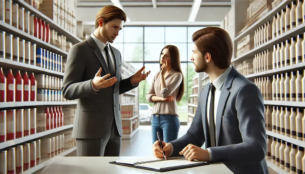 Ένας δυσαρεστημένος πελάτης εκφράζει παράπονο στον υπεύθυνο του καταστήματος