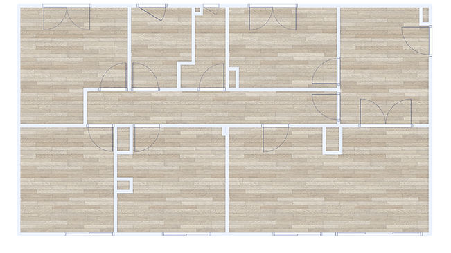 Plan d'étage d'un projet de conception intérieure avec des murs blancs.