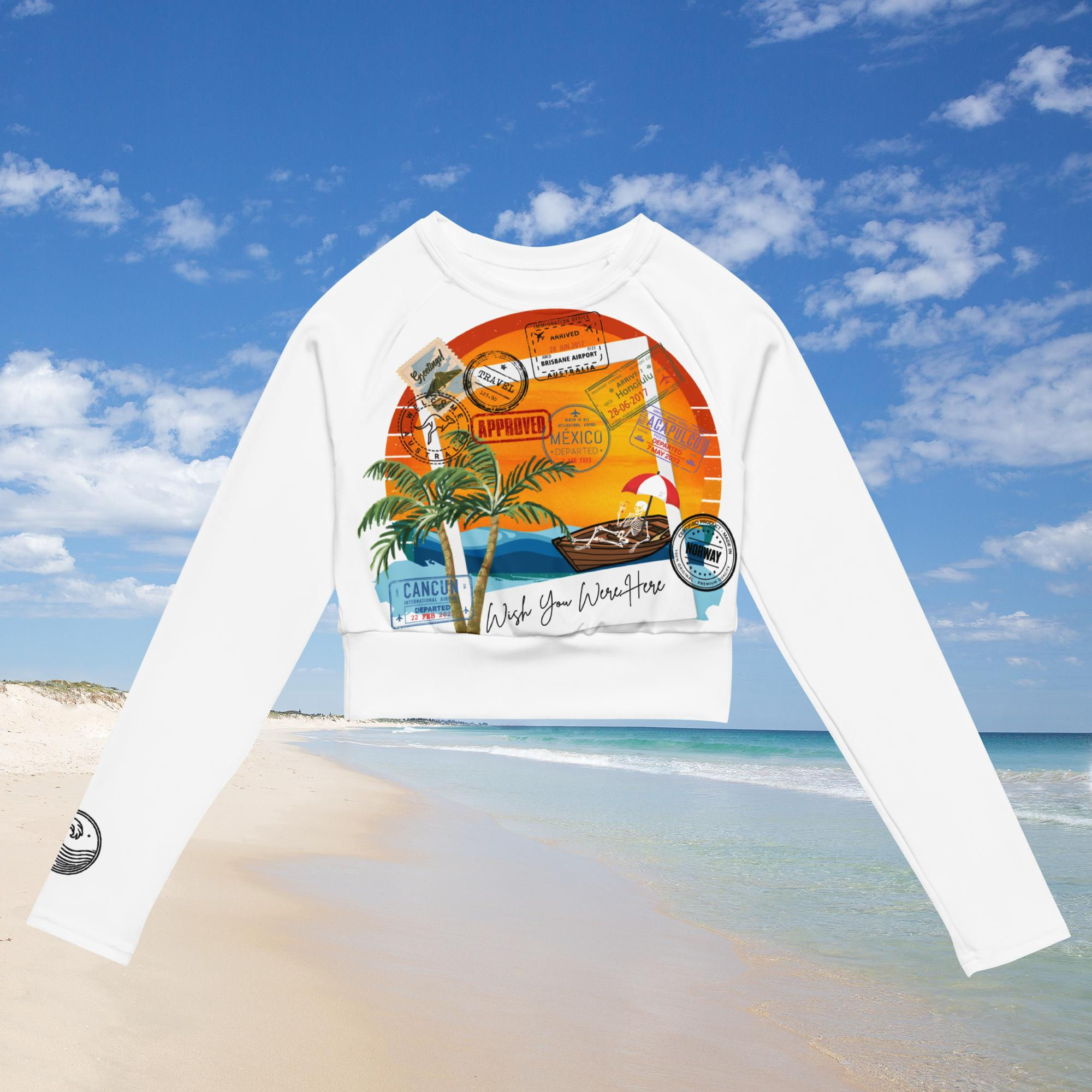 Wish You Were Here Recycled Long-Sleeve Crop Top