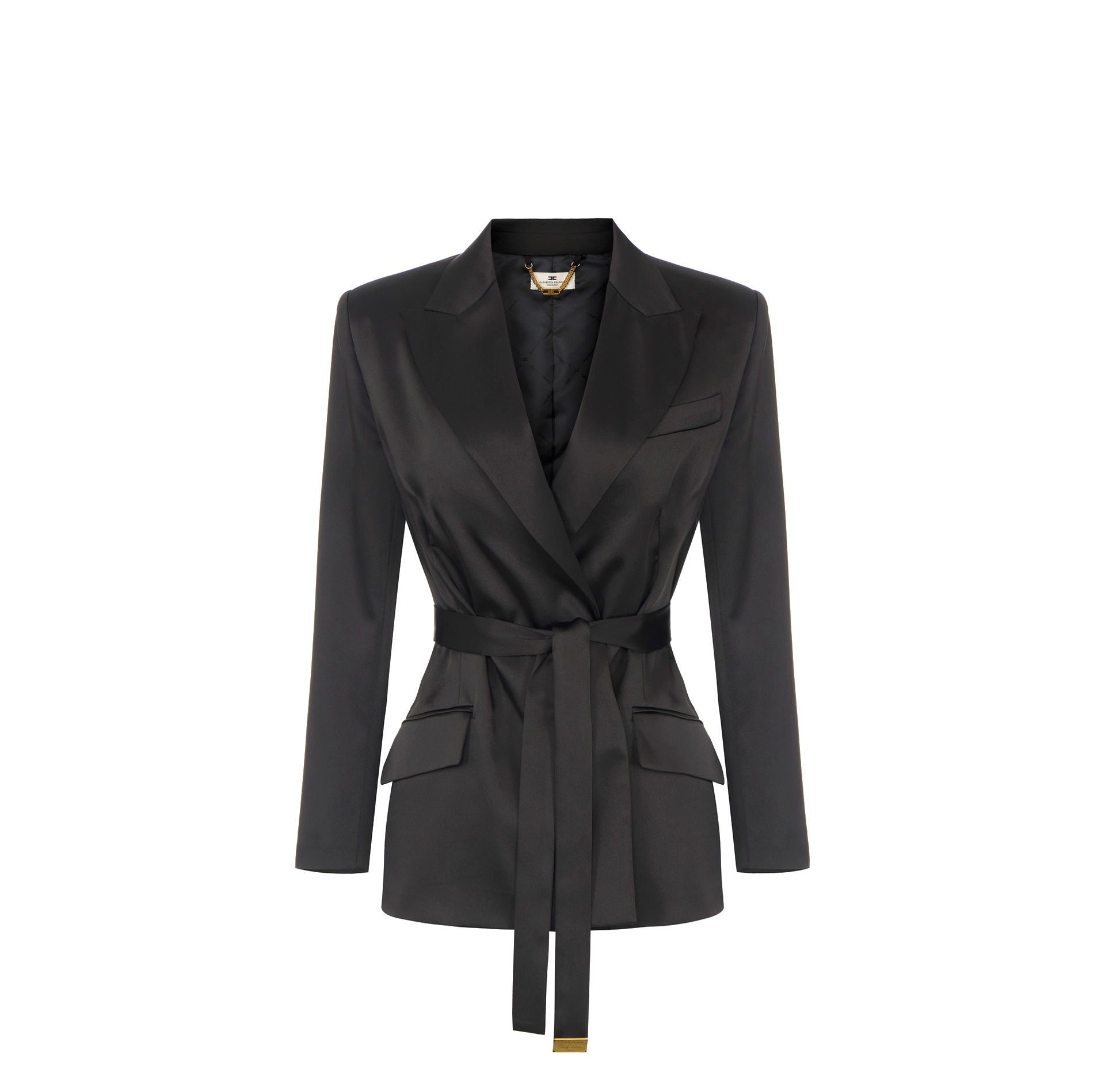 Giacca in raso stretch con cintura
