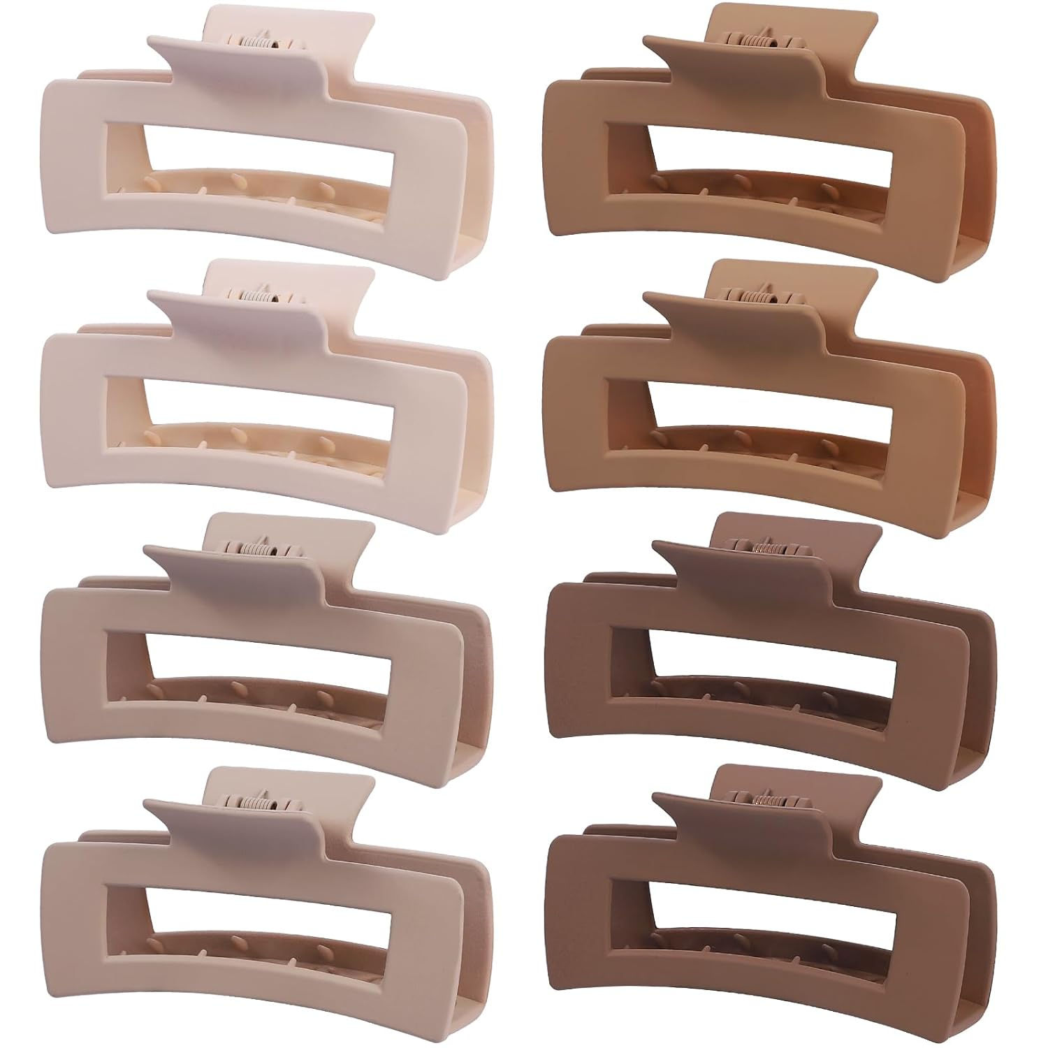 Mandydov 8 Pcs Large Hair Claw Clips 4.1 Inch Non-slip Big Square Matte Claws f
