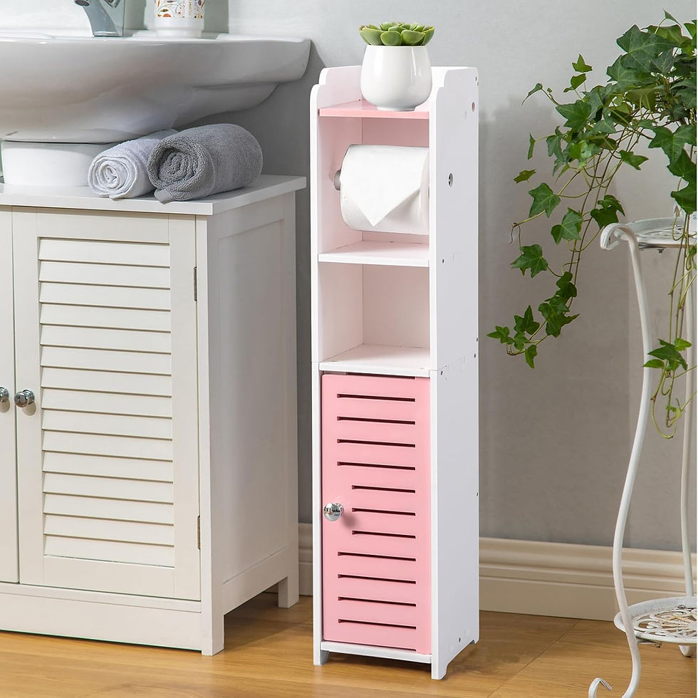 Thumbnail: AOJEZOR Toilet Paper Holder Stand: Bathroom Storage Cabinet Beside Toilet for S