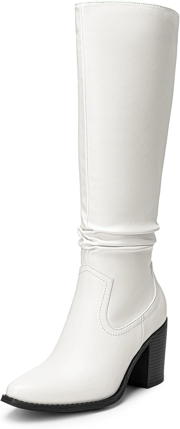 DREAM PAIRS Women's Knee-High Boots, Comfortable Chunky Block Heel Pointed Toe