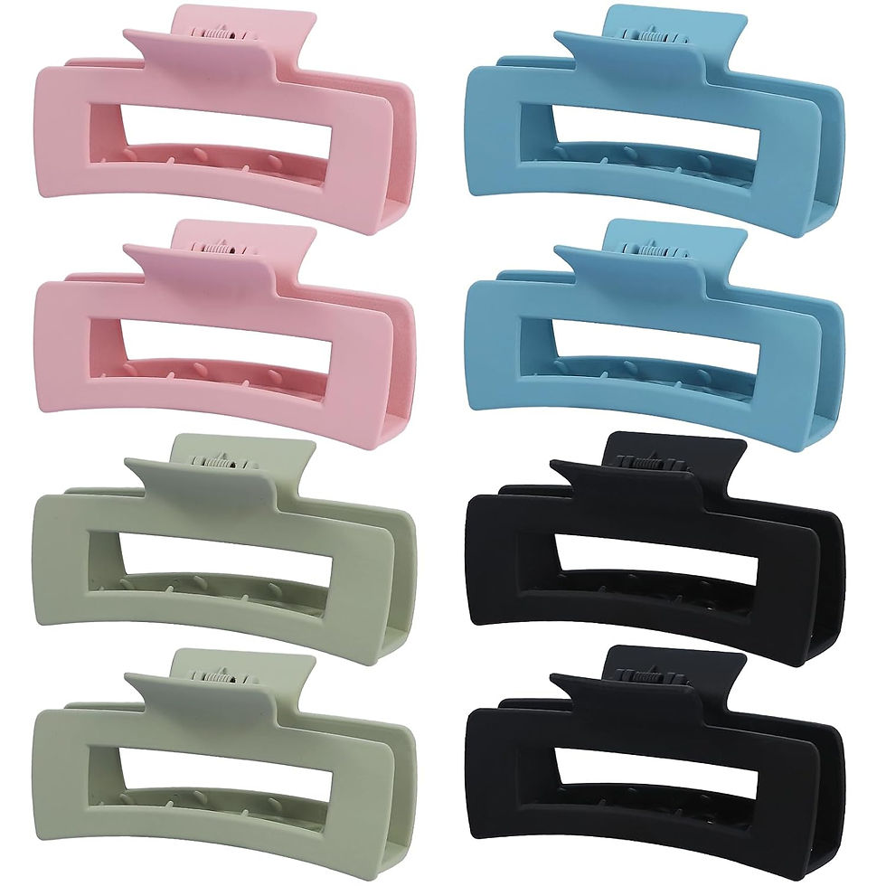 Thumbnail: Mandydov 8 Pcs Large Hair Claw Clips 4.1 Inch Non-slip Big Square Matte Claws f