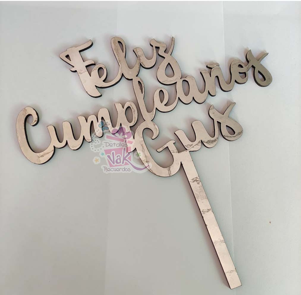 Toppers Cake acabado espejo plateado