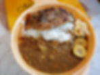 Menestra de lenteja con chuleta a la plancha