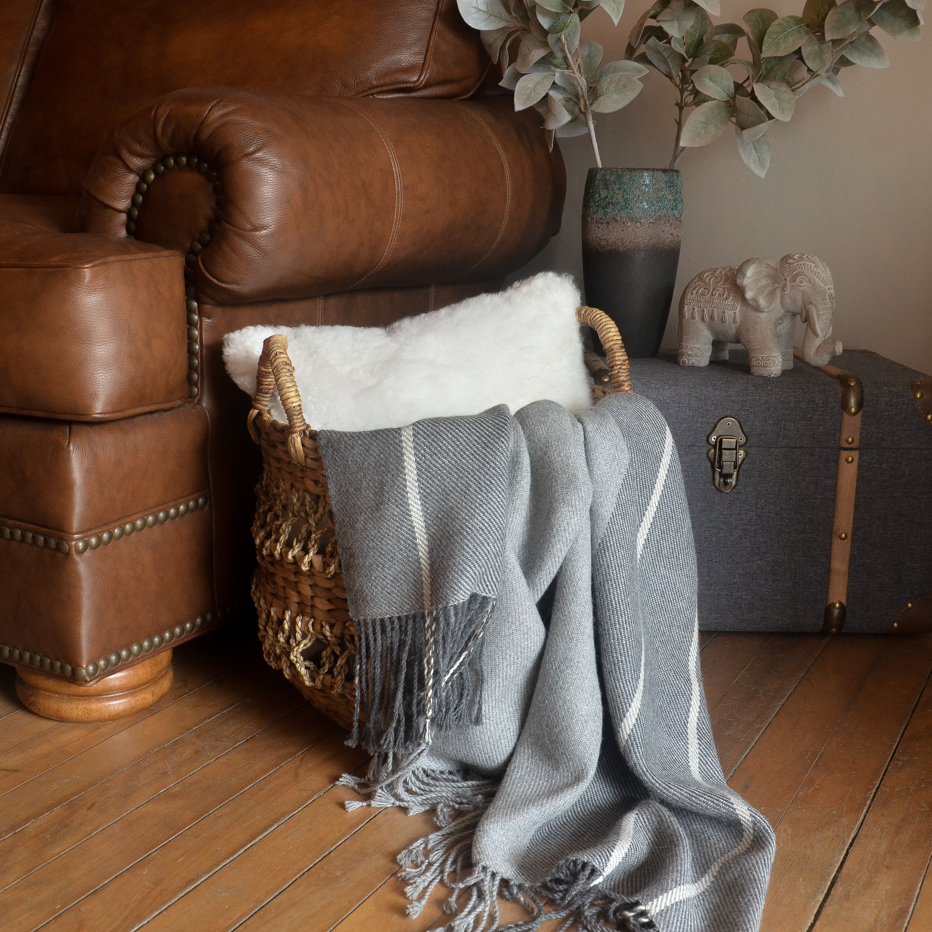 Jeté tissé à la main | Gris