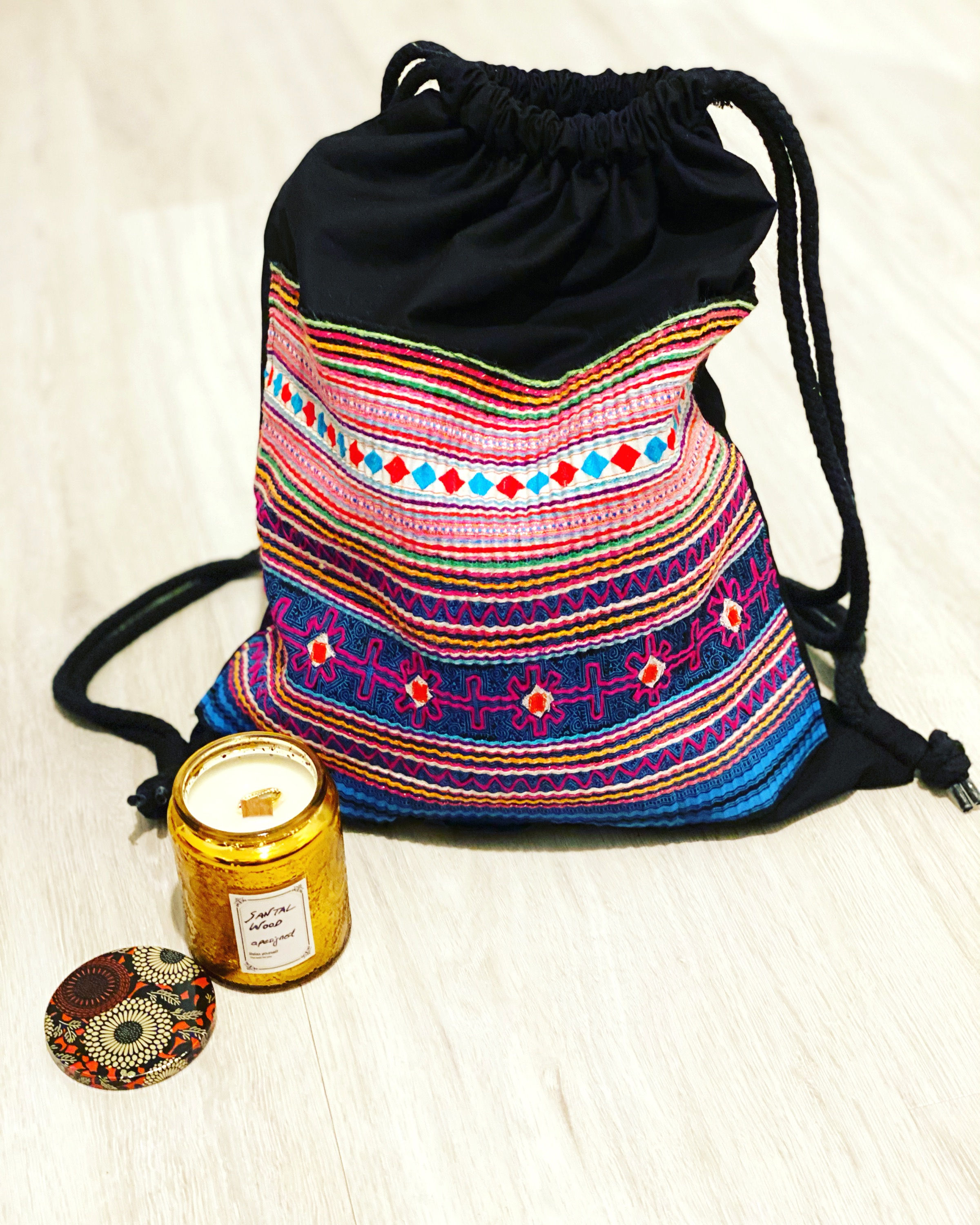 Gym bag ethno - silver ocean