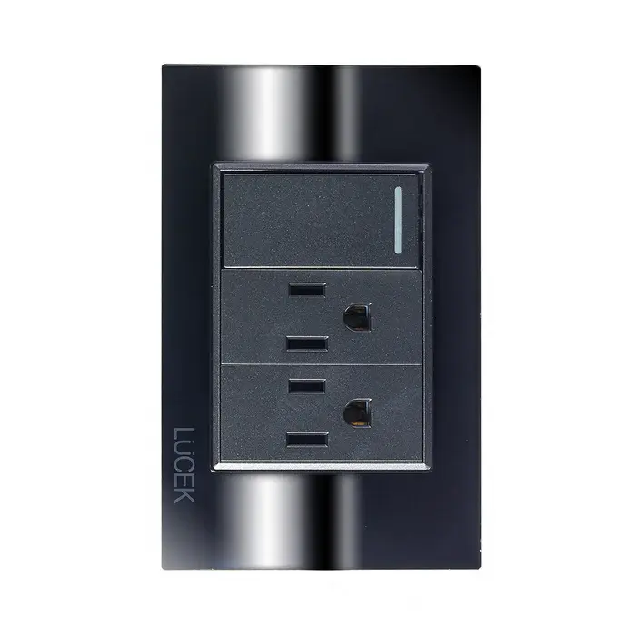 PLACA CON 1 INTERRUPTOR SENCILLO Y 2 CONTACTOS DE 1 MÓDULO