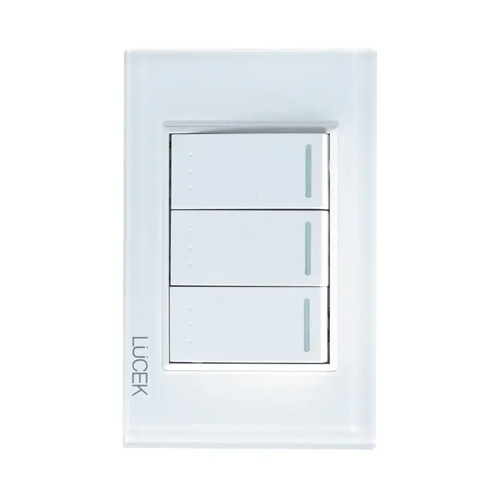 PLACA CON 3 INTERRUPTORES DE ESCALERA DE 1 MÓDULO