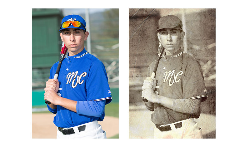 baseball player - vintage photo simulation