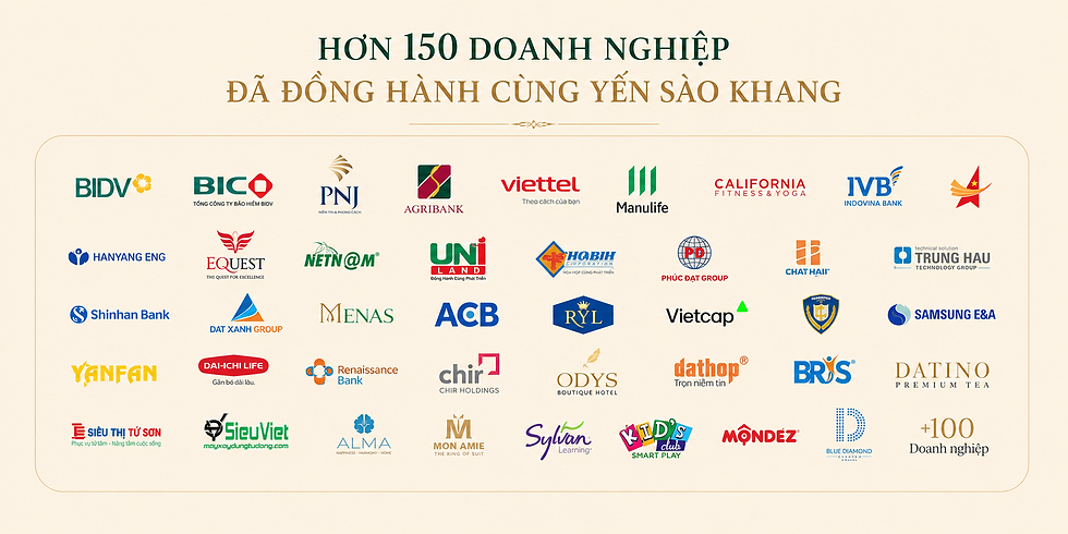 Hơn 150 doanh nghiệp thuộc các lĩnh vực ngân hàng, giáo dục, công nghệ, bán lẻ và dịch vụ đã đồng hành cùng Yến Sào KHANG trong các chương trình quà tặng sức khỏe