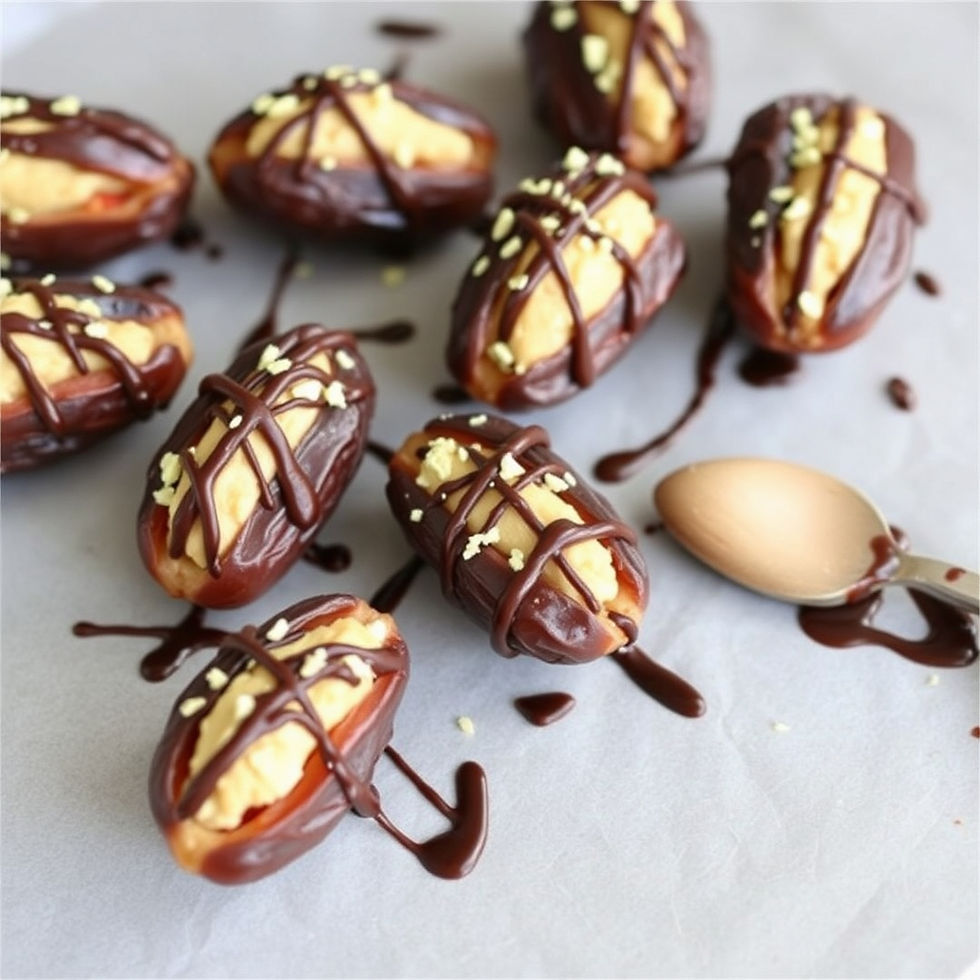Butter‑Stuffed Dates with Dark Chocolate & Tahini Drizzle