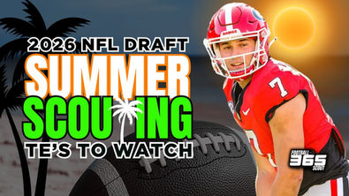 Georgia tight end Lawson Luckie featured in Football Scout 365’s 2026 NFL Draft Summer Scouting graphic. Luckie is a breakout candidate and one of the top tight ends to watch during the 2025 college football season, projected as a high-end NFL Draft prospect.