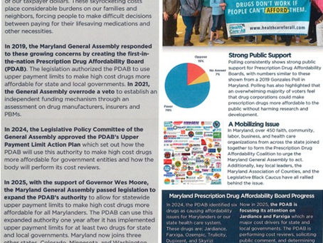 MD Perscription Drug Affordability Board: It's History & Progress