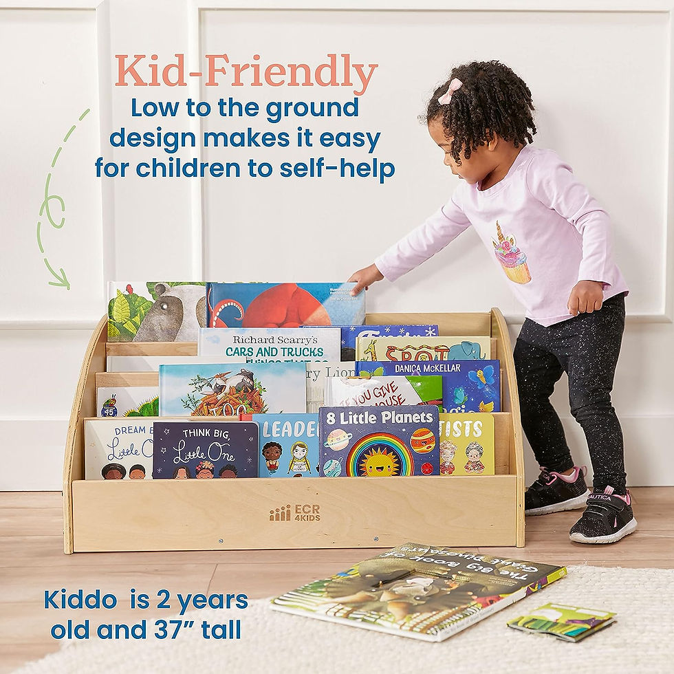サムネイル： ECR4Kids Toddler Book Display, Beginner Bookshelf, Natural
