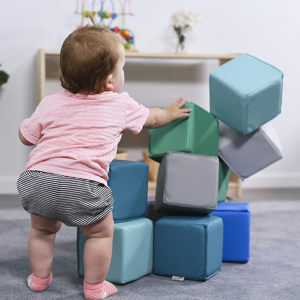 Μικρογραφία: ECR4Kids SoftZone Patchwork Toddler Building Blocks, Foam Cubes, 12-Piece