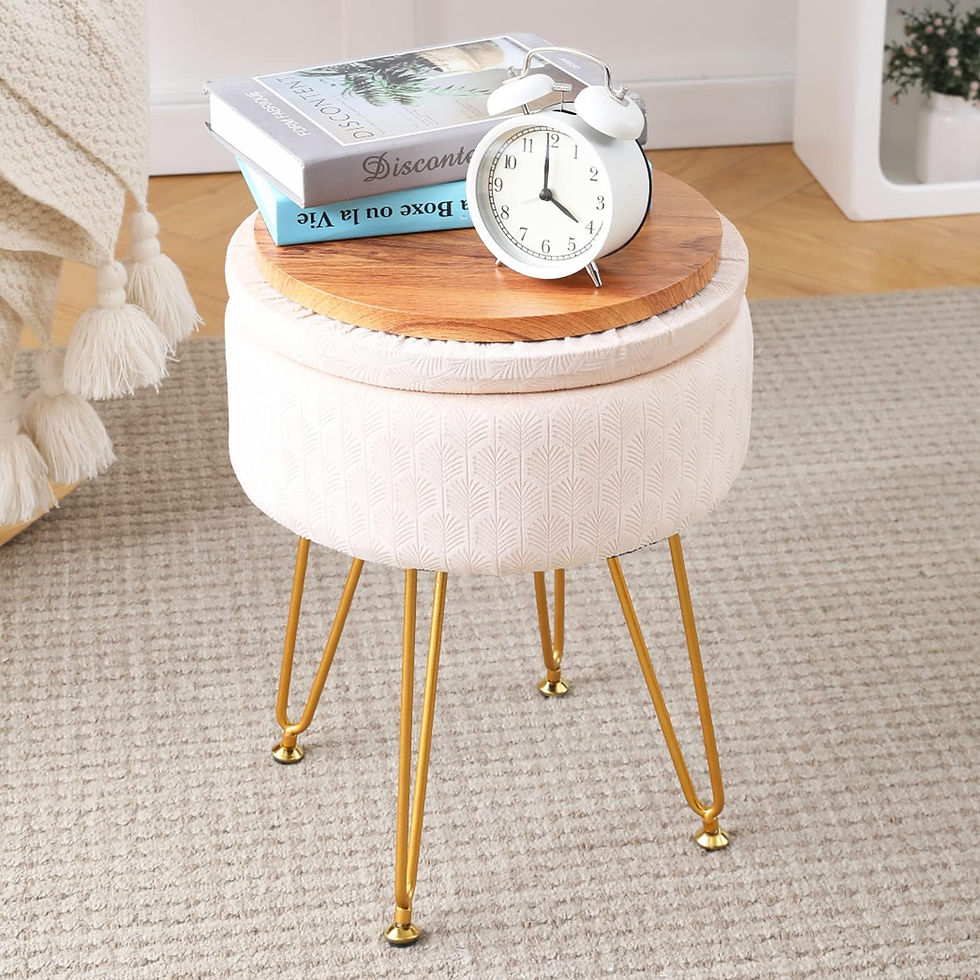 Miniaturbild: Footrest Footstools Round Velvet Ottoman with Storage Space Soft Vanity Chair