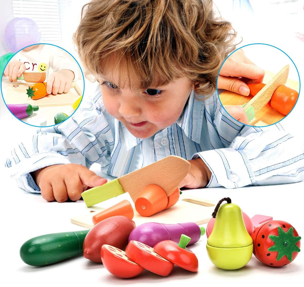 CARLORBO Wooden Play Food for Kids Kitchen
