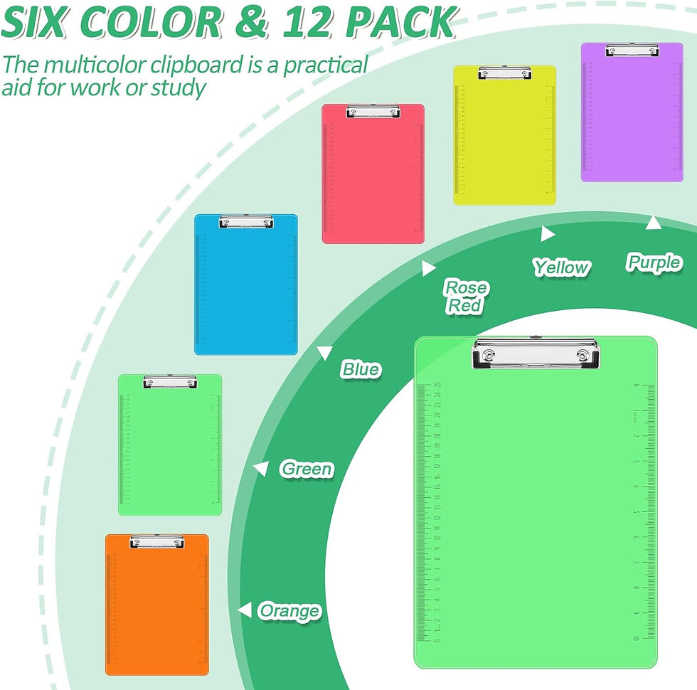 Thumbnail: Plastic Clipboards, PANDRI 12 Pack Clear Colored Clipboards 12.5 x 9 Inch