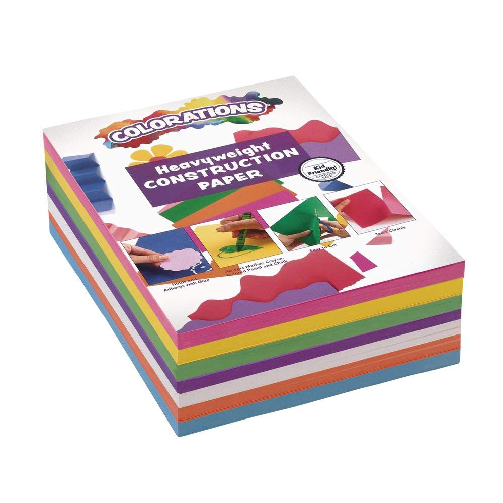 Colorations Construction Paper for Kids | 7 Colors - 600 Bulk Sheets of 9X12