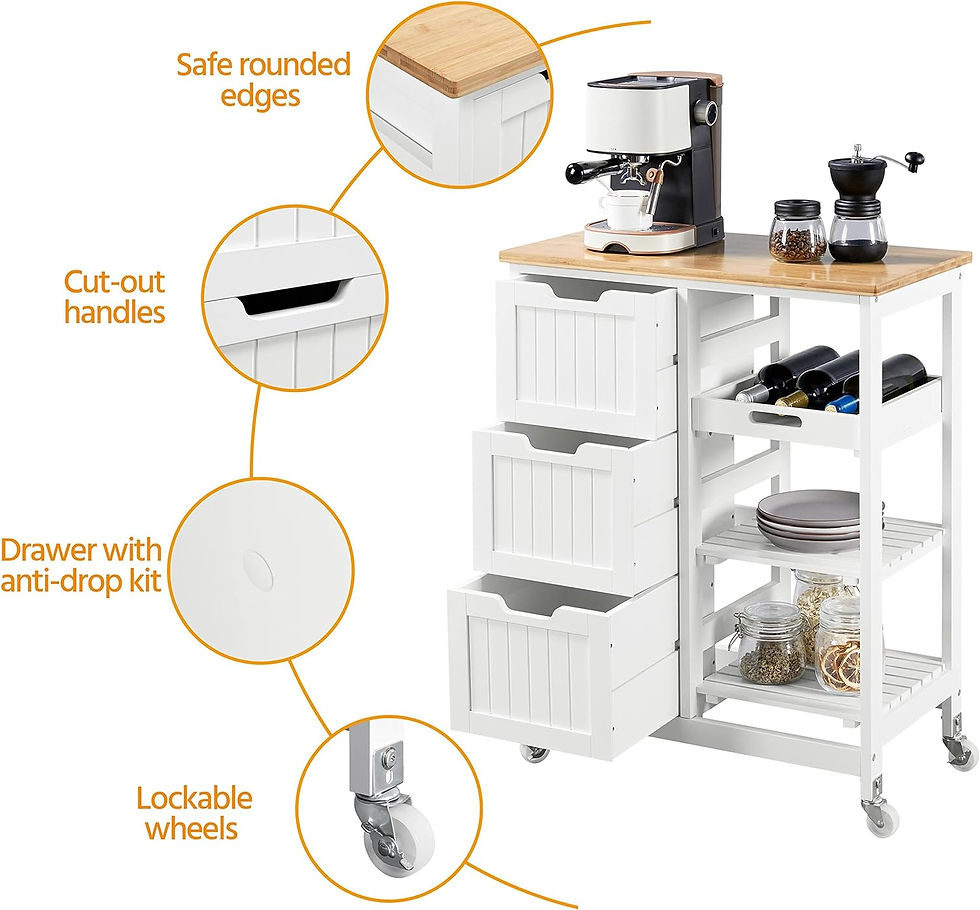 Thumbnail: Yaheetech Kitchen Island Cart on Wheels with Bamboo Countertop