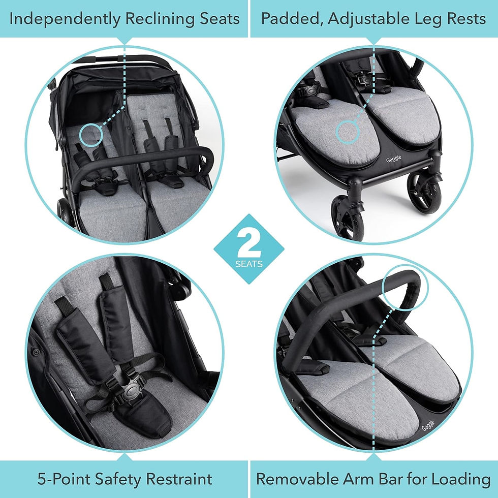 Μικρογραφία: Gaggle by Foundations Roadster Double Stroller with UV Blocking Canopy