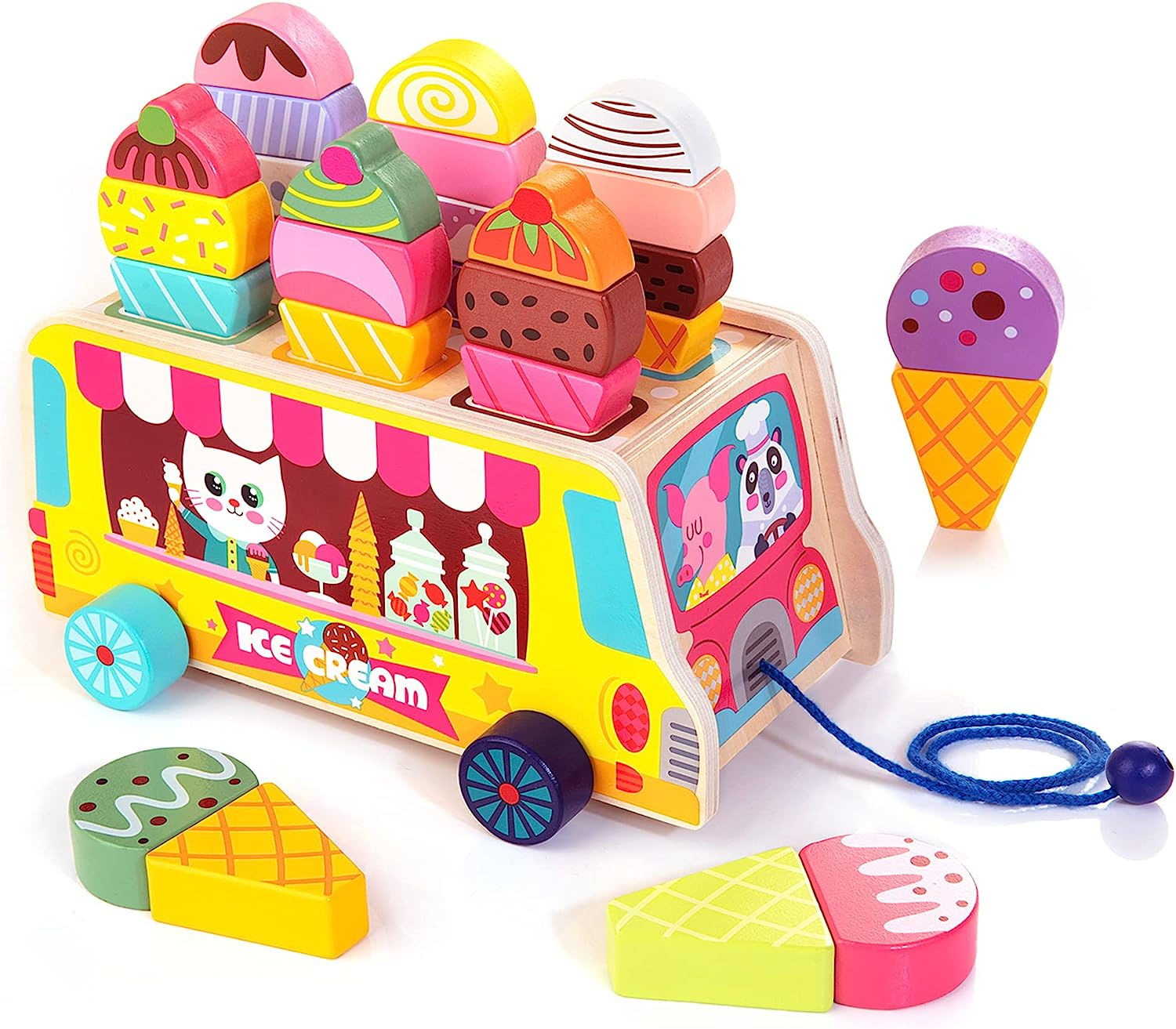 Wooden Ice Cream Truck, 28 pcs