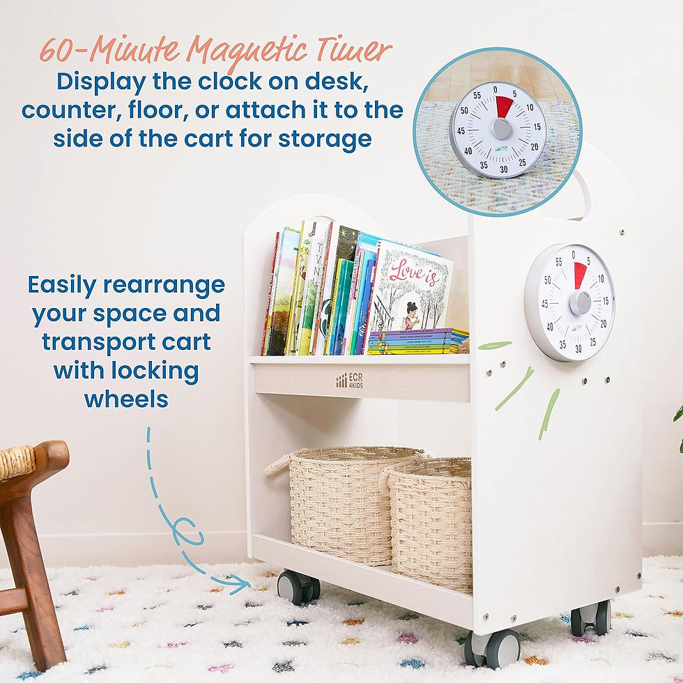 Miniature : ECR4Kids Mobile Book Cart with Countdown Timer, Classroom Bookshelf