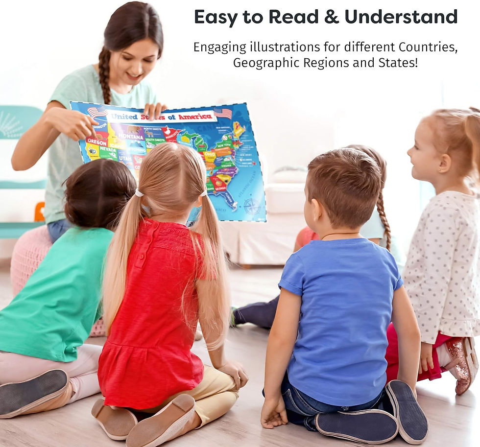 サムネイル： United States & World Map Poster for Kids - 2 Pc