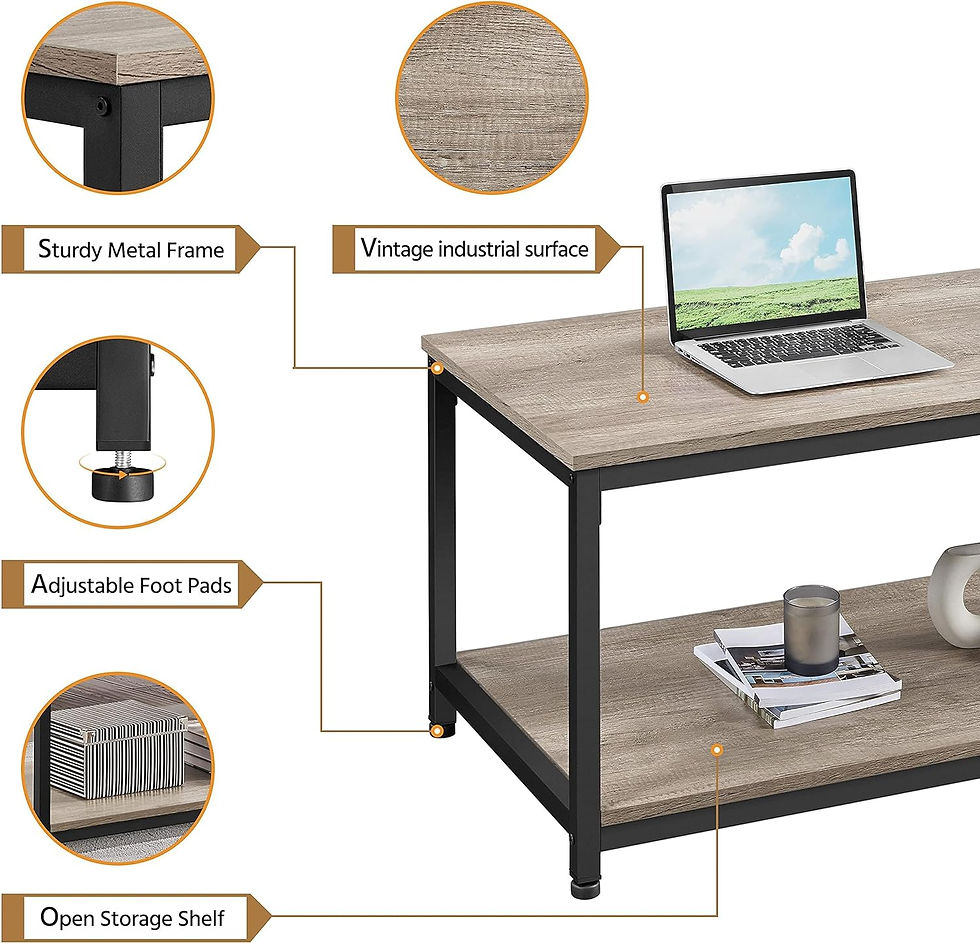 Miniaturbild: Yaheetech 2-Tier Industrial Wood Coffee Table