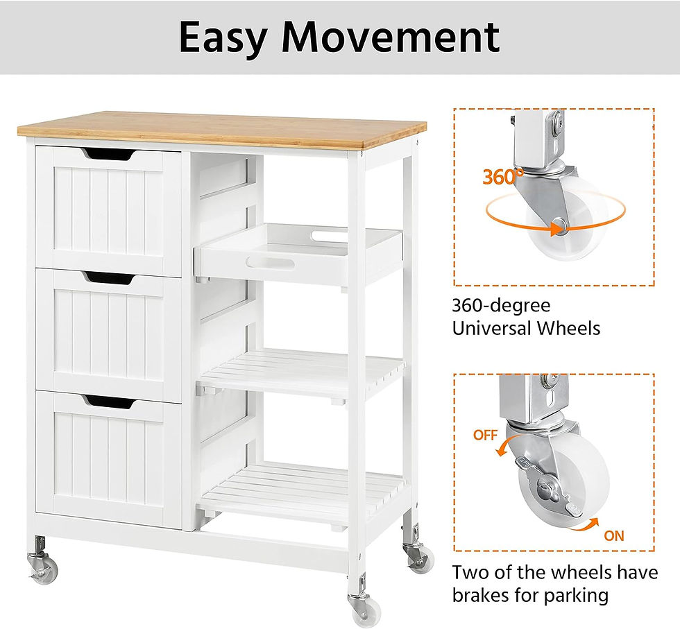 Miniature : Yaheetech Kitchen Island Cart on Wheels with Bamboo Countertop
