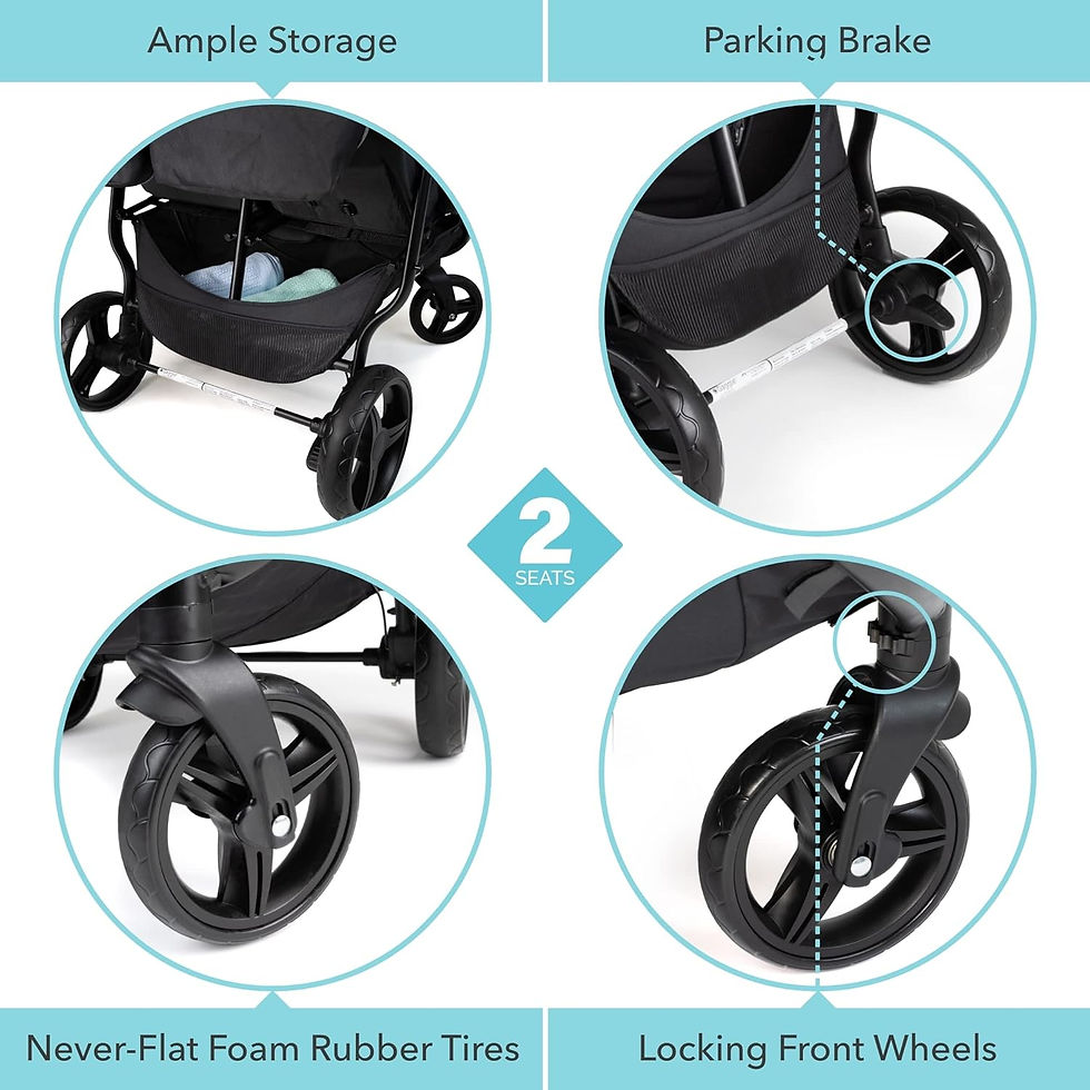 Miniaturbild: Gaggle by Foundations Roadster Double Stroller with UV Blocking Canopy