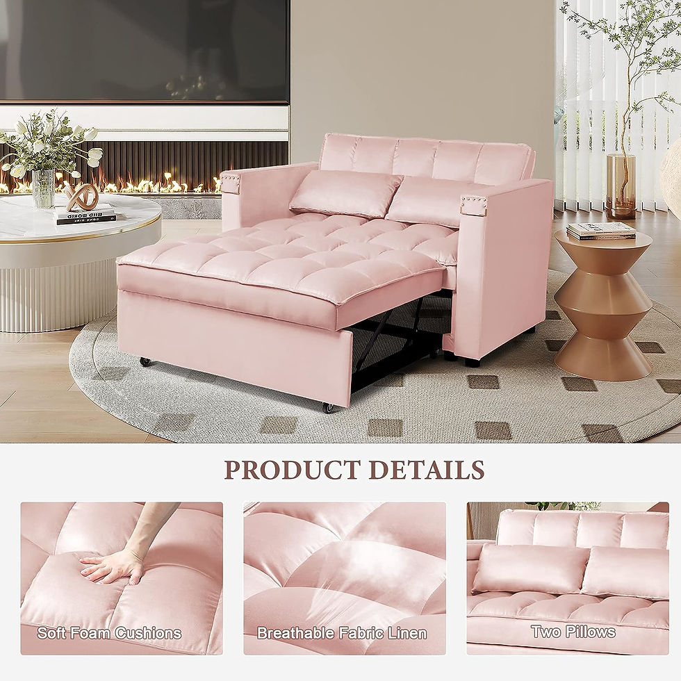 Μικρογραφία: Convertible Sofa Bed, 3-in-1 Multi-Functional Velvet Sleeper Couch Pull-Out