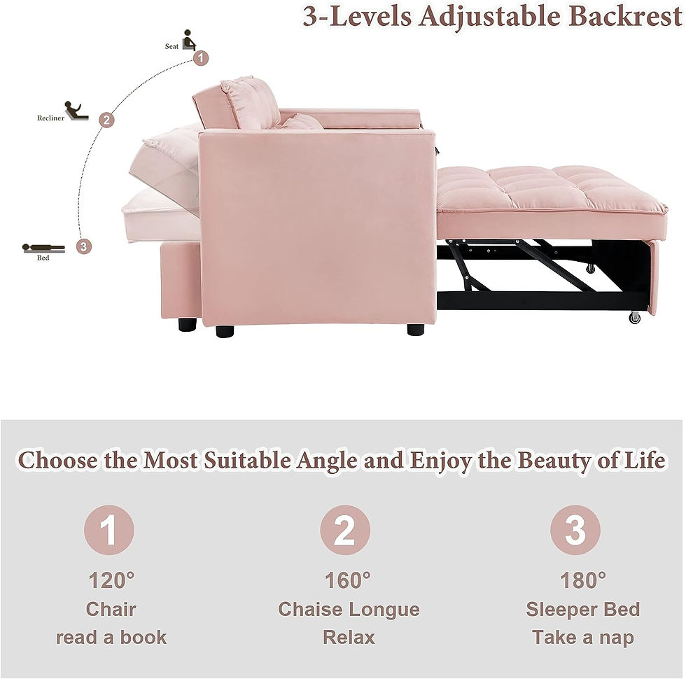 Miniaturbild: Convertible Sofa Bed, 3-in-1 Multi-Functional Velvet Sleeper Couch Pull-Out