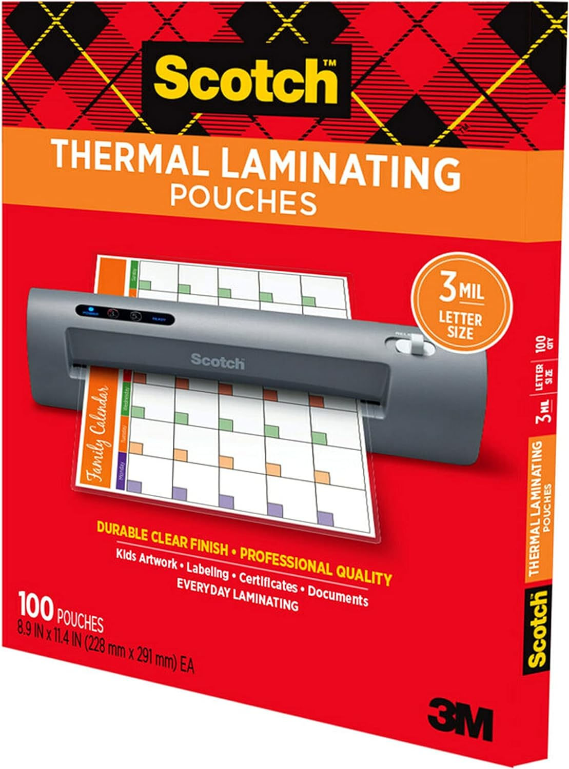 Scotch Thermal Laminating Pouches, 100 Pack Laminating Sheets, 3 Mil
