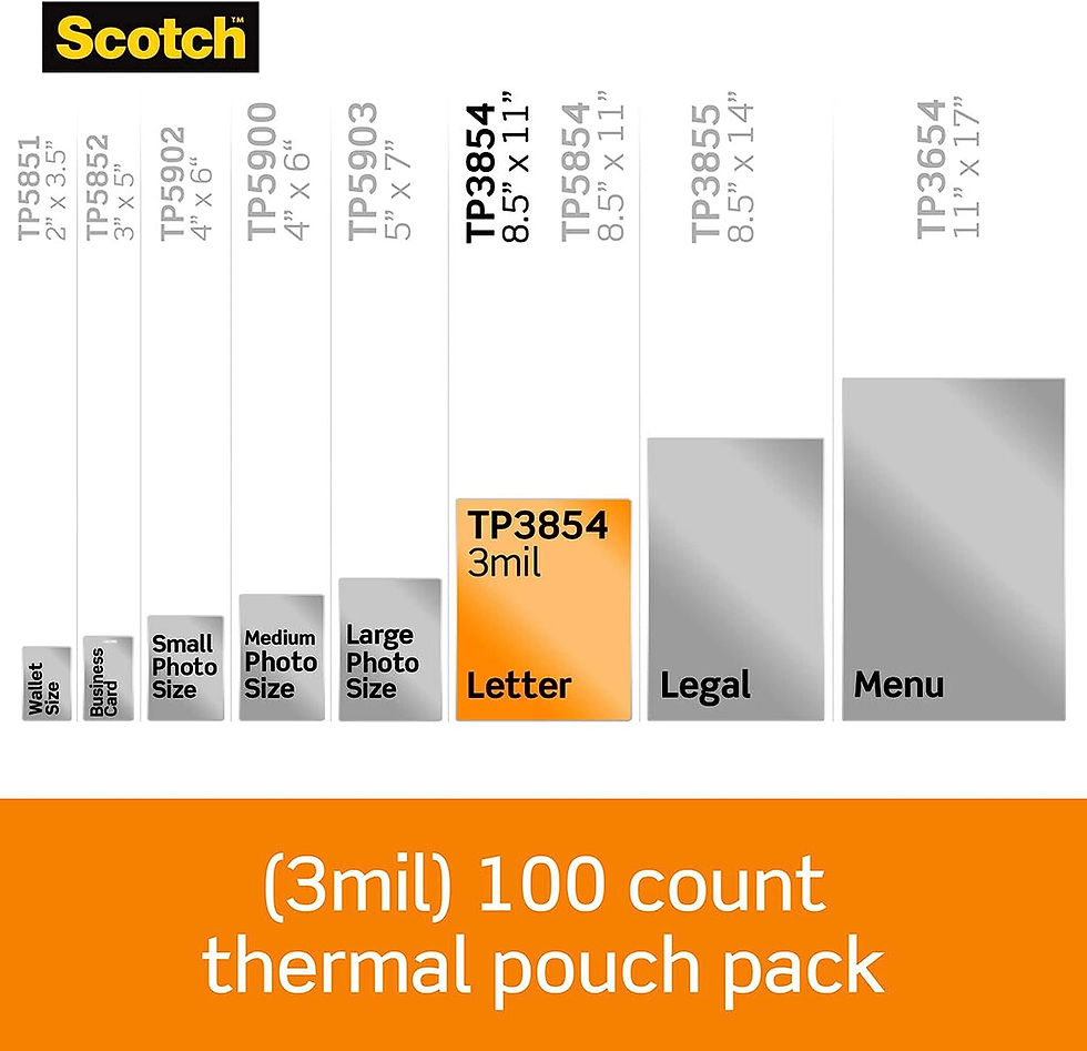 Thumbnail: Scotch Thermal Laminating Pouches, 100 Pack Laminating Sheets, 3 Mil