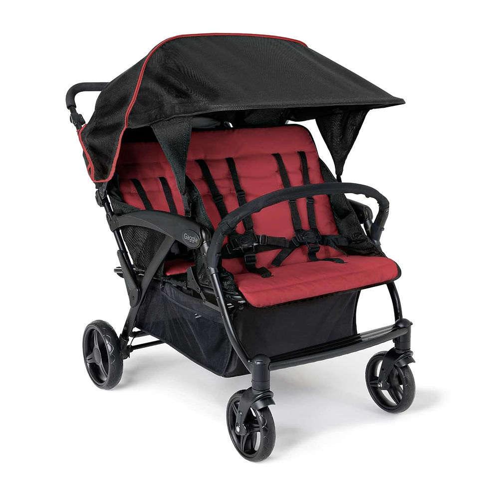 Thumbnail: 4 Seat Quad Stroller with Stroller Canopy and Bench Seats, 5 Point Harness