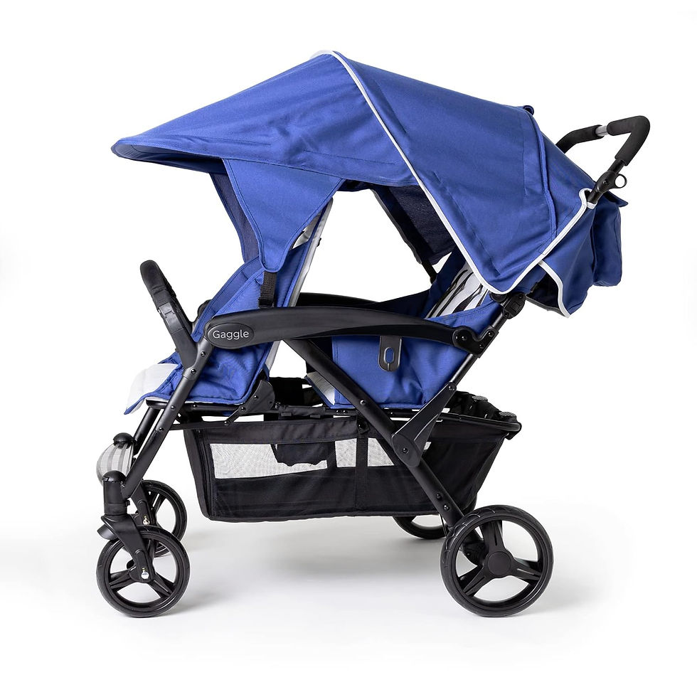Thumbnail: 4 Seat Quad Stroller with Stroller Canopy and Bench Seats, 5 Point Harness