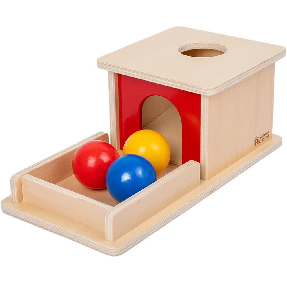 Adena Montessori Full Size Object Permanence Box with Tray Three Balls (Classic)