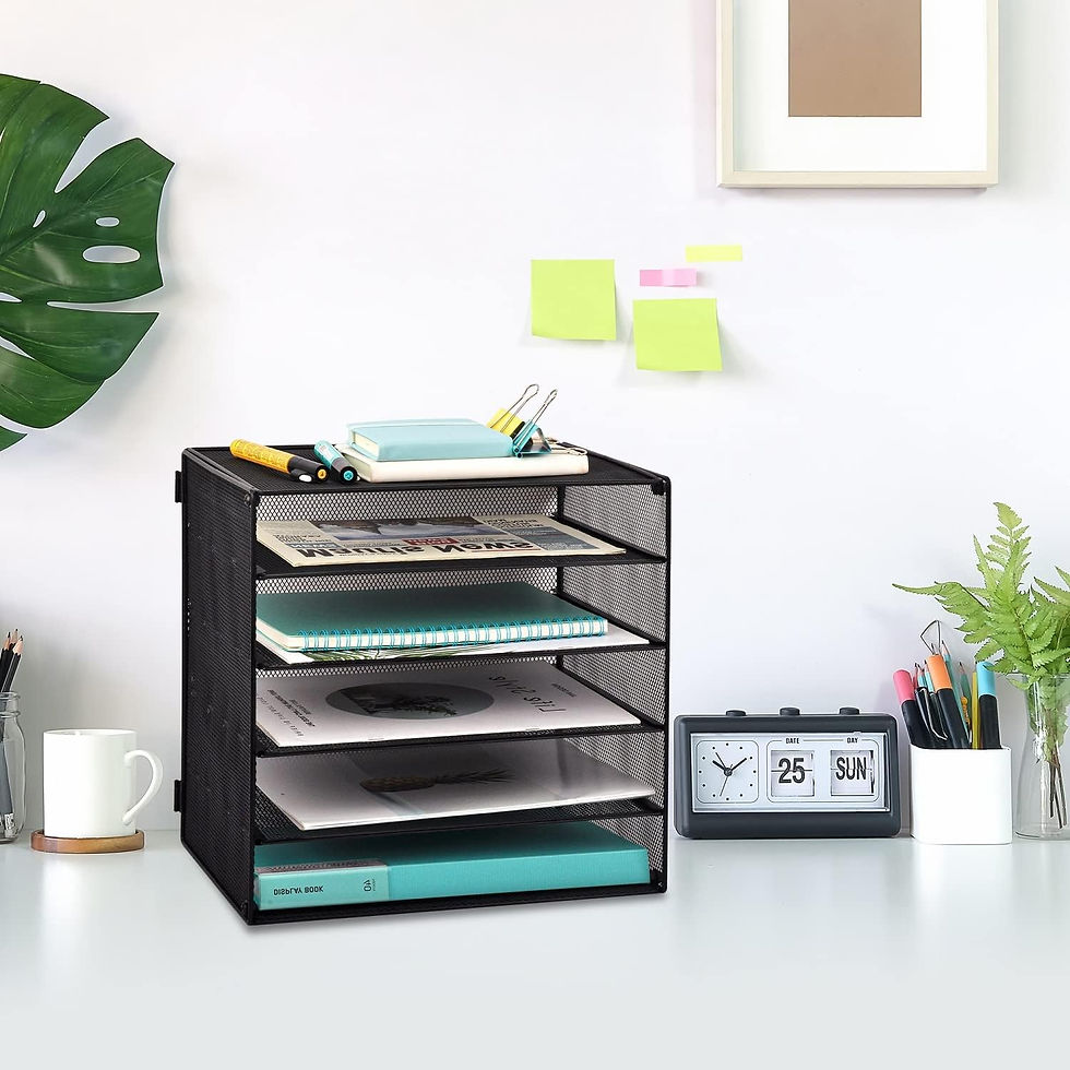 Thumbnail: EASEPRES Durable 5 Slot Mesh Desk Organizer Tray