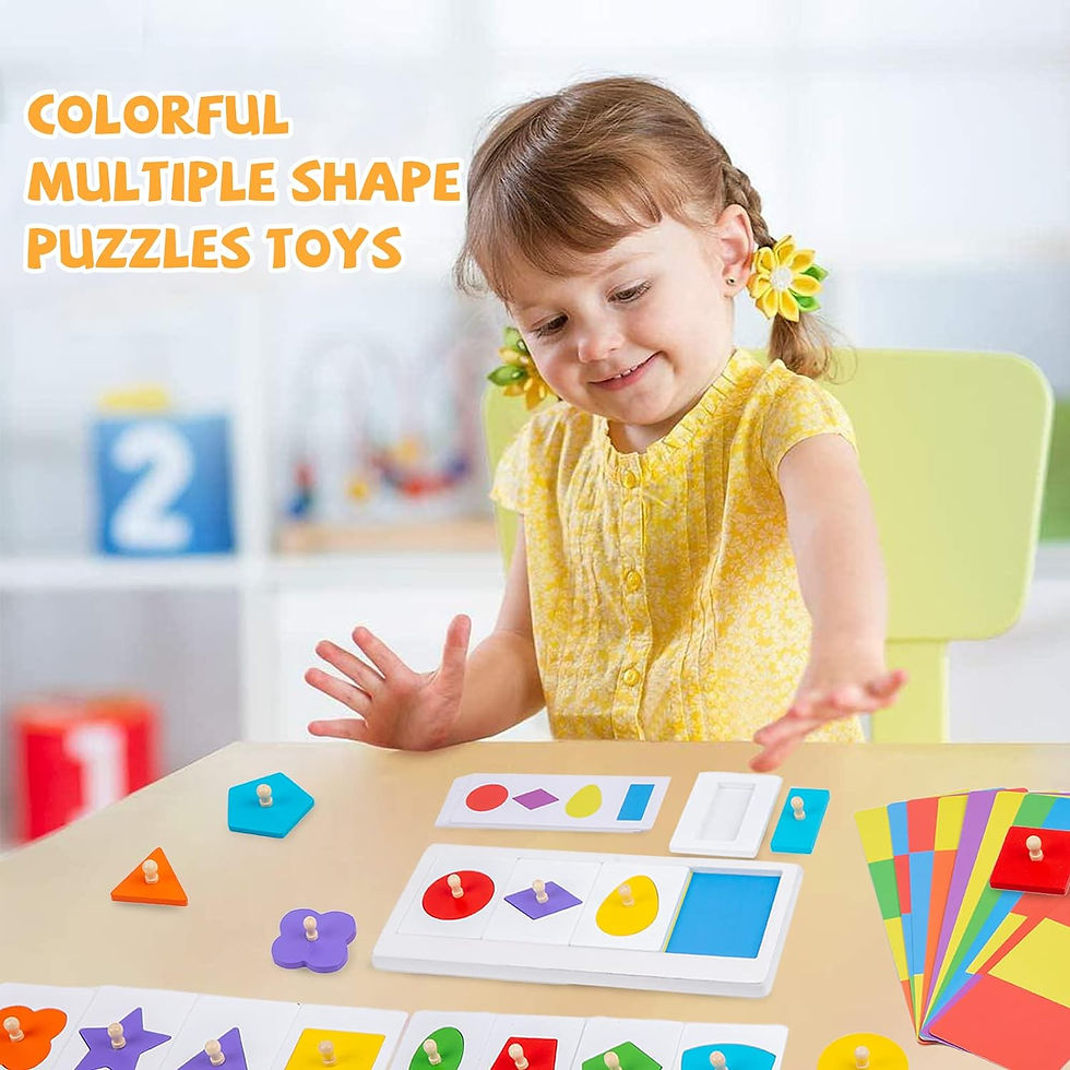 サムネイル： Adena Montessori Colorful Multiple Shape Puzzles Toys (24 Pieces)