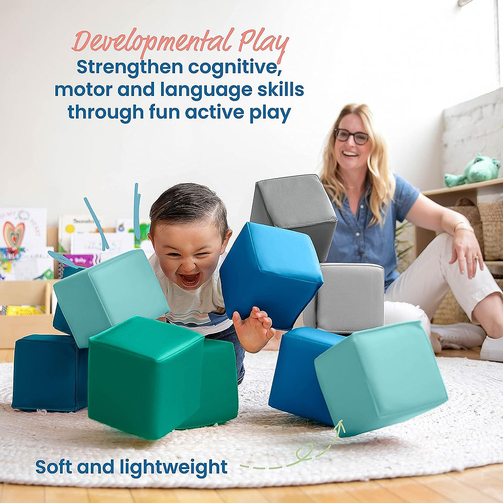 Miniature : ECR4Kids SoftZone Patchwork Toddler Building Blocks, Foam Cubes, 12-Piece